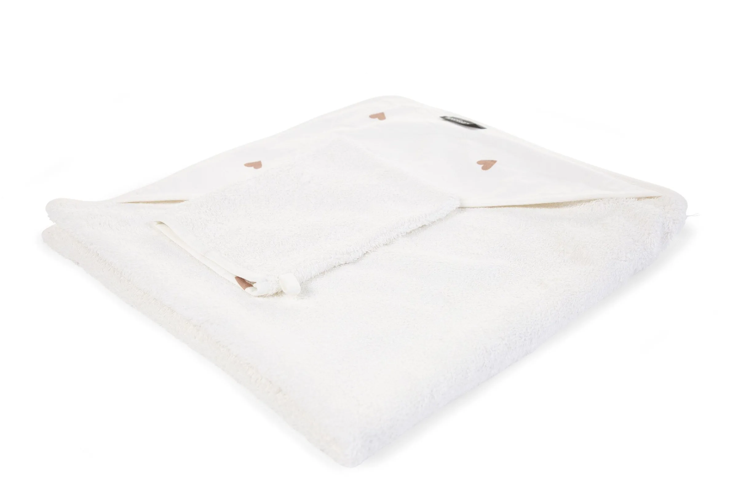 Childhome Capes De Bain-Cape De Bain + Gant - 80x80 Cm - Jersey - Hearts