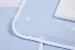 Childhome Capes De Bain-Cape De Bain + Gant - 80x80 Cm - Mousseline Fleur - Bleue