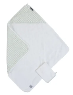 Childhome Capes De Bain-Cape De Bain + Gant - 80x80 Cm - Jersey - Forêt - Mousseline