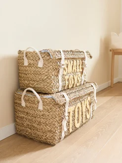 Childhome Paniers De Rangement-Coffre à jouets en rotin jaune 2pcs