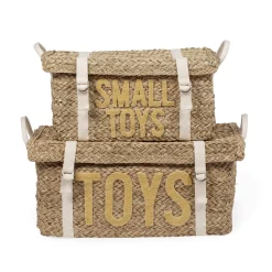 Childhome Paniers De Rangement-Coffre à jouets en rotin jaune 2pcs