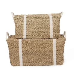 Childhome Paniers De Rangement-Coffre à jouets en rotin jaune 2pcs