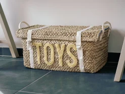 Childhome Paniers De Rangement-Coffre à jouets en rotin jaune 2pcs