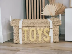 Childhome Paniers De Rangement-Coffre à jouets en rotin jaune 2pcs