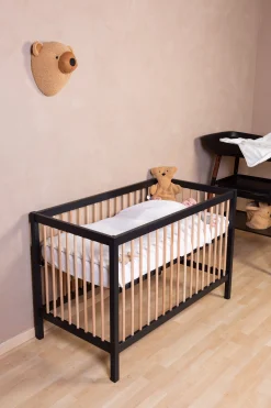 Childhome Lits D'enfant Et De Bébé-COT 97 - Lit de bébé - 120x60Cm – Noir Naturel