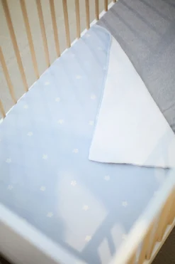Childhome Couvertures-Couverture De Bébé - 80x100 Cm - Mousseline Fleur - Bleue