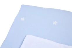 Childhome Couvertures-Couverture De Bébé - 80x100 Cm - Mousseline Fleur - Bleue