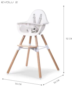 Childhome Evolu-Evolu Chaise Haute - Réglable En Hauteur (50-75 Cm/*90 Cm) -