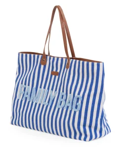 Childhome Family Bag|Family Bag-Family Bag Sac à Langer - Rayures - Bleu Electrique /Bleu C