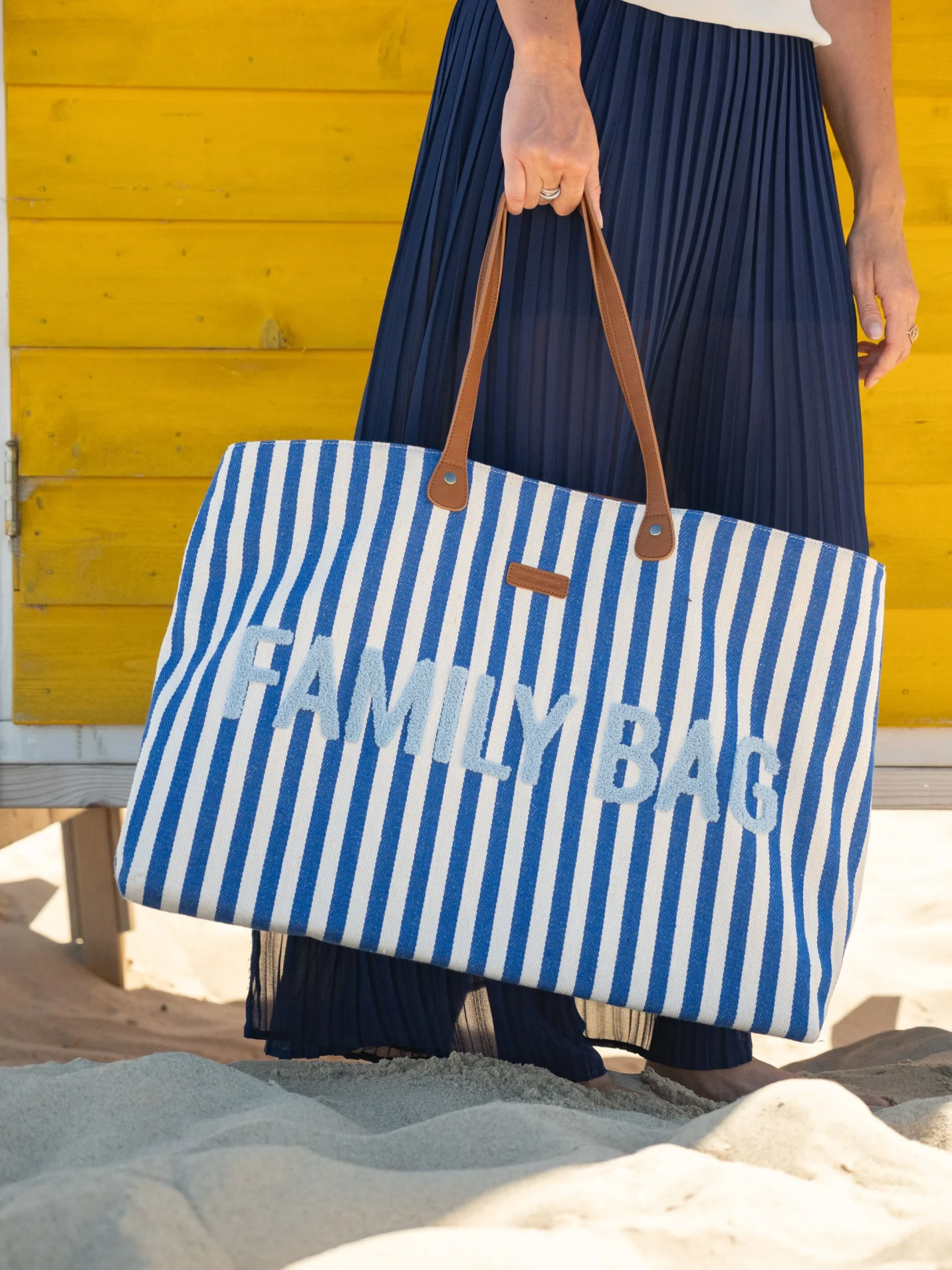 Childhome Family Bag|Family Bag-Family Bag Sac à Langer - Rayures - Bleu Electrique /Bleu C