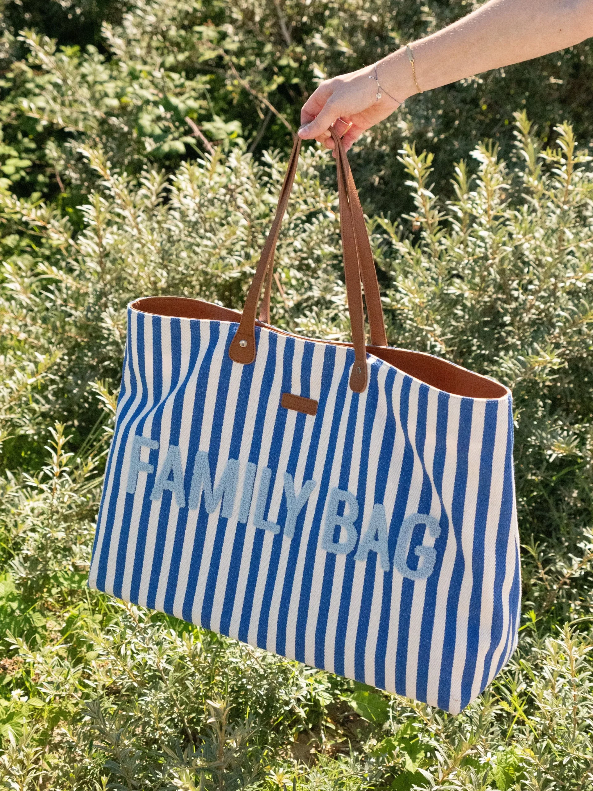 Childhome Family Bag|Family Bag-Family Bag Sac à Langer - Rayures - Bleu Electrique /Bleu C