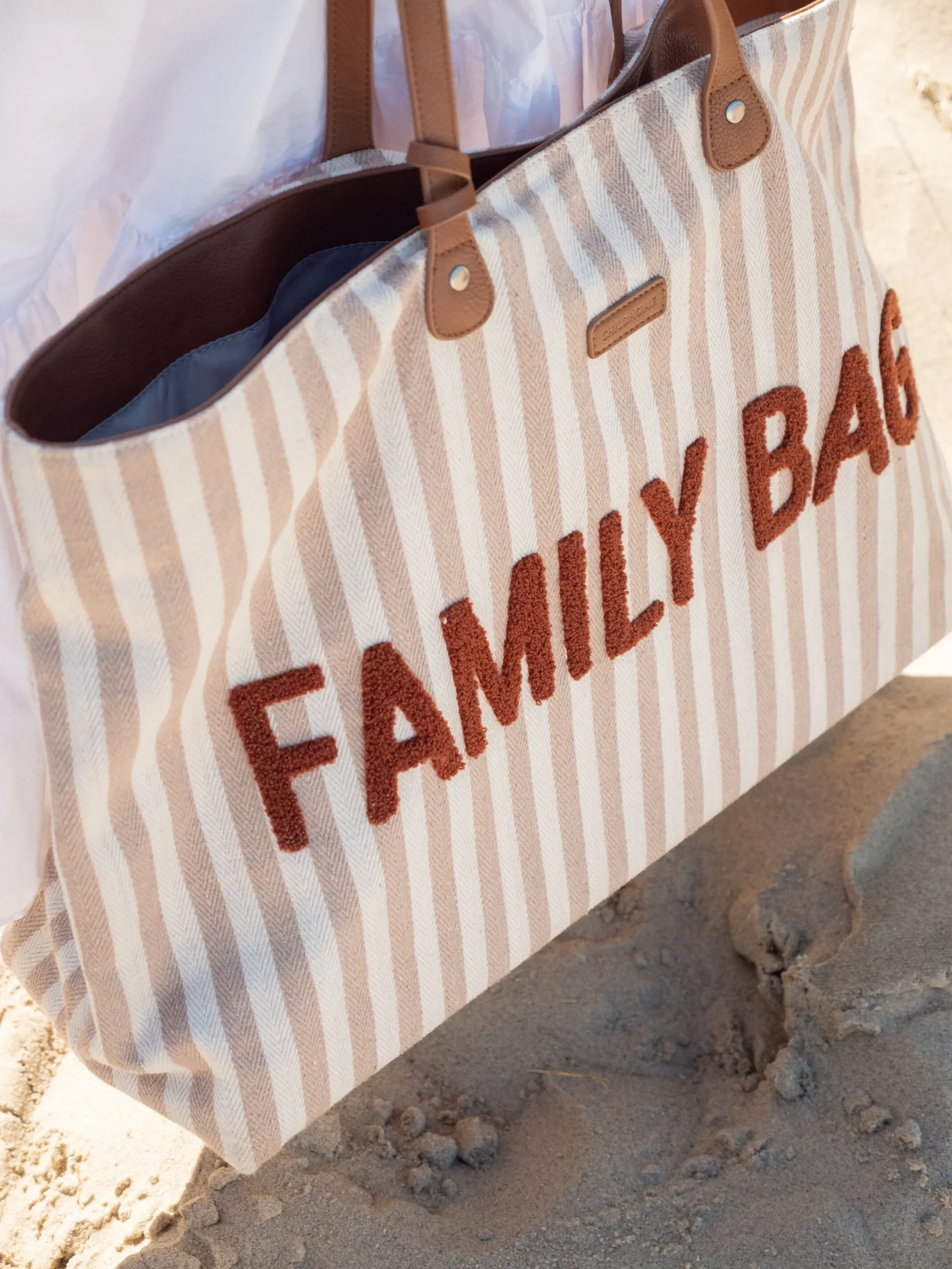 Childhome Family Bag|Family Bag-Family Bag Sac à Langer - Rayures - Nude/Terracotta