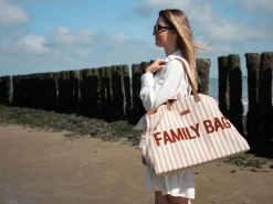 Childhome Family Bag|Family Bag-Family Bag Sac à Langer - Rayures - Nude/Terracotta