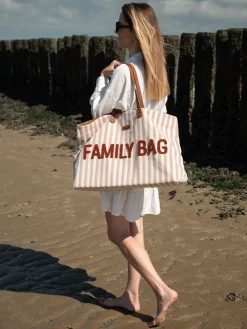 Childhome Family Bag|Family Bag-Family Bag Sac à Langer - Rayures - Nude/Terracotta