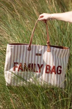 Childhome Family Bag|Family Bag-Family Bag Sac à Langer - Rayures - Nude/Terracotta