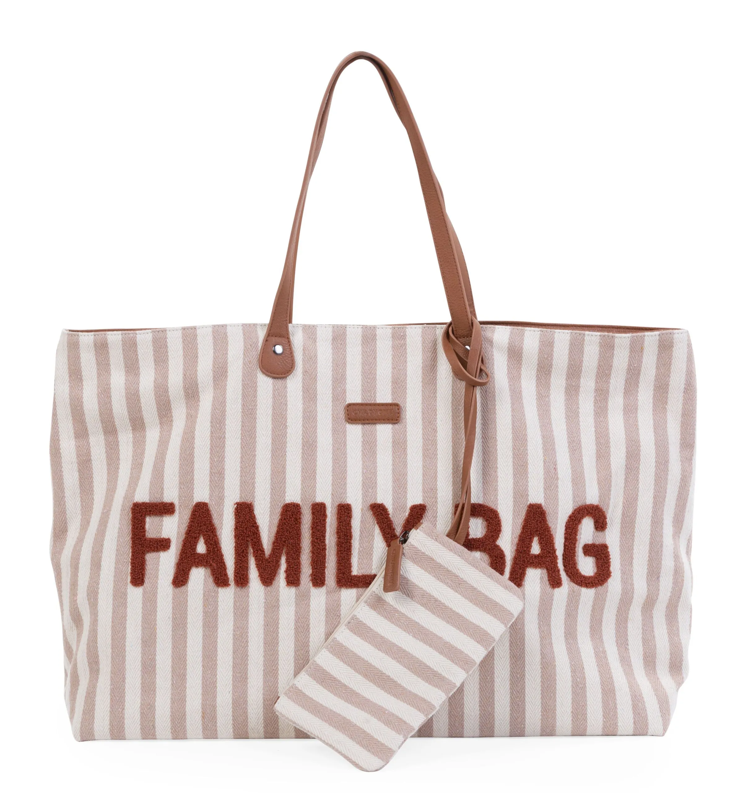 Childhome Family Bag|Family Bag-Family Bag Sac à Langer - Rayures - Nude/Terracotta