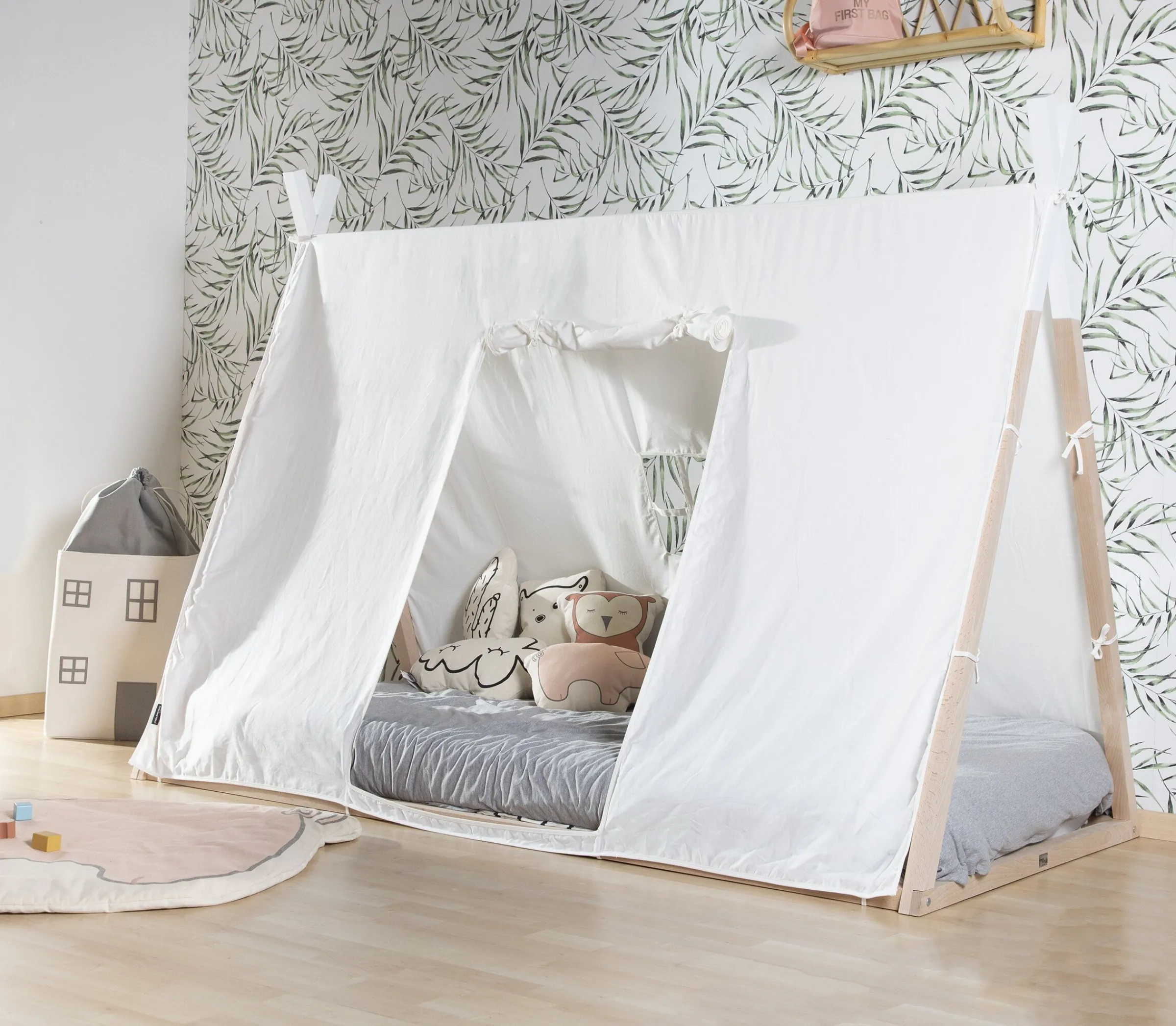Childhome Cadres De Lit|Lits D'enfant Et De Bébé-Lit Tipi Junior - 90x200 Cm - Bois - Naturel Blanc