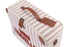 Childhome Kids Bags|Kids Bags-Mini Traveller Kids Suitcase - Rayures - Nude/Terracotta