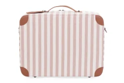 Childhome Kids Bags|Kids Bags-Mini Traveller Kids Suitcase - Rayures - Nude/Terracotta