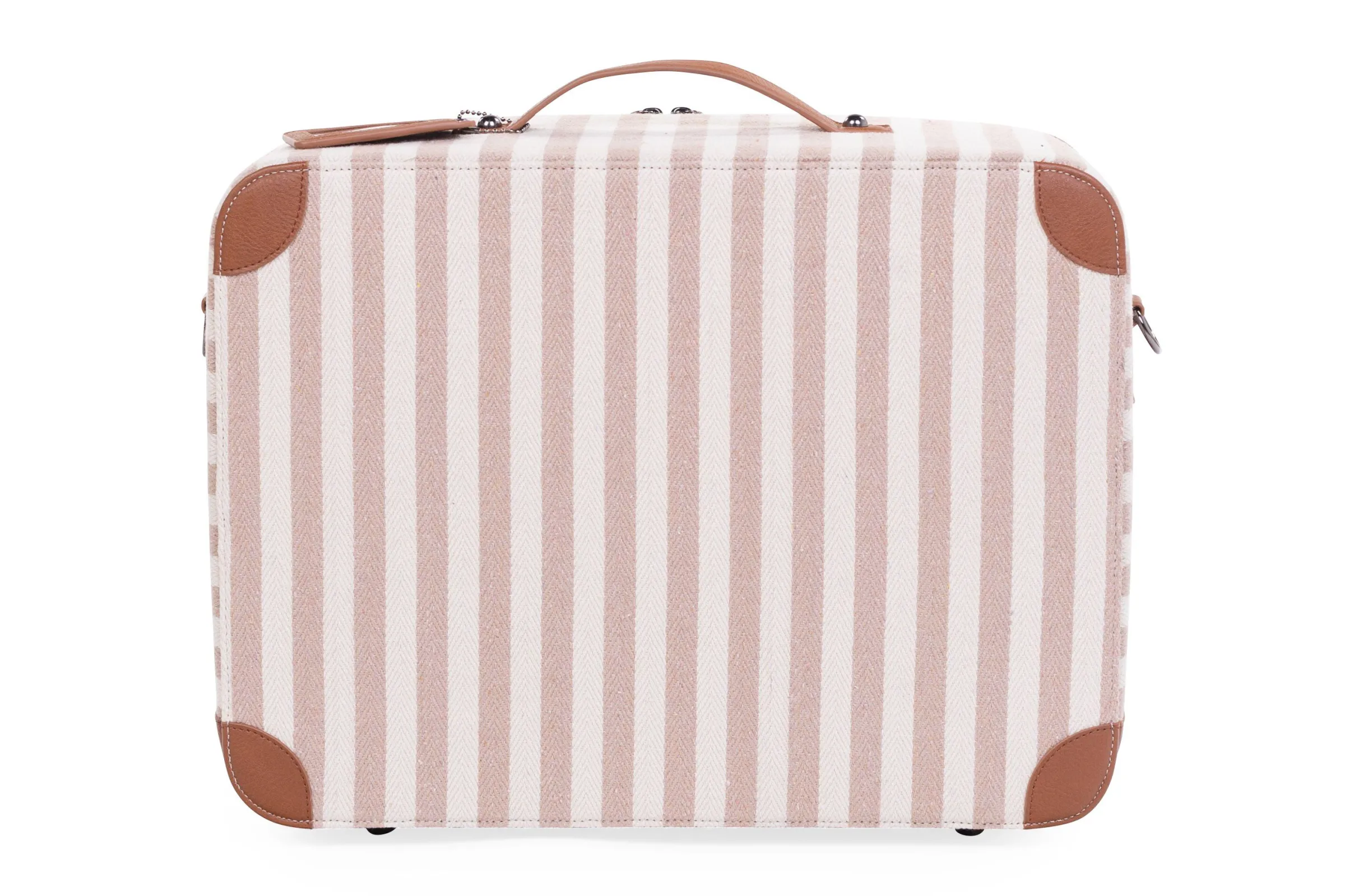 Childhome Kids Bags|Kids Bags-Mini Traveller Kids Suitcase - Rayures - Nude/Terracotta