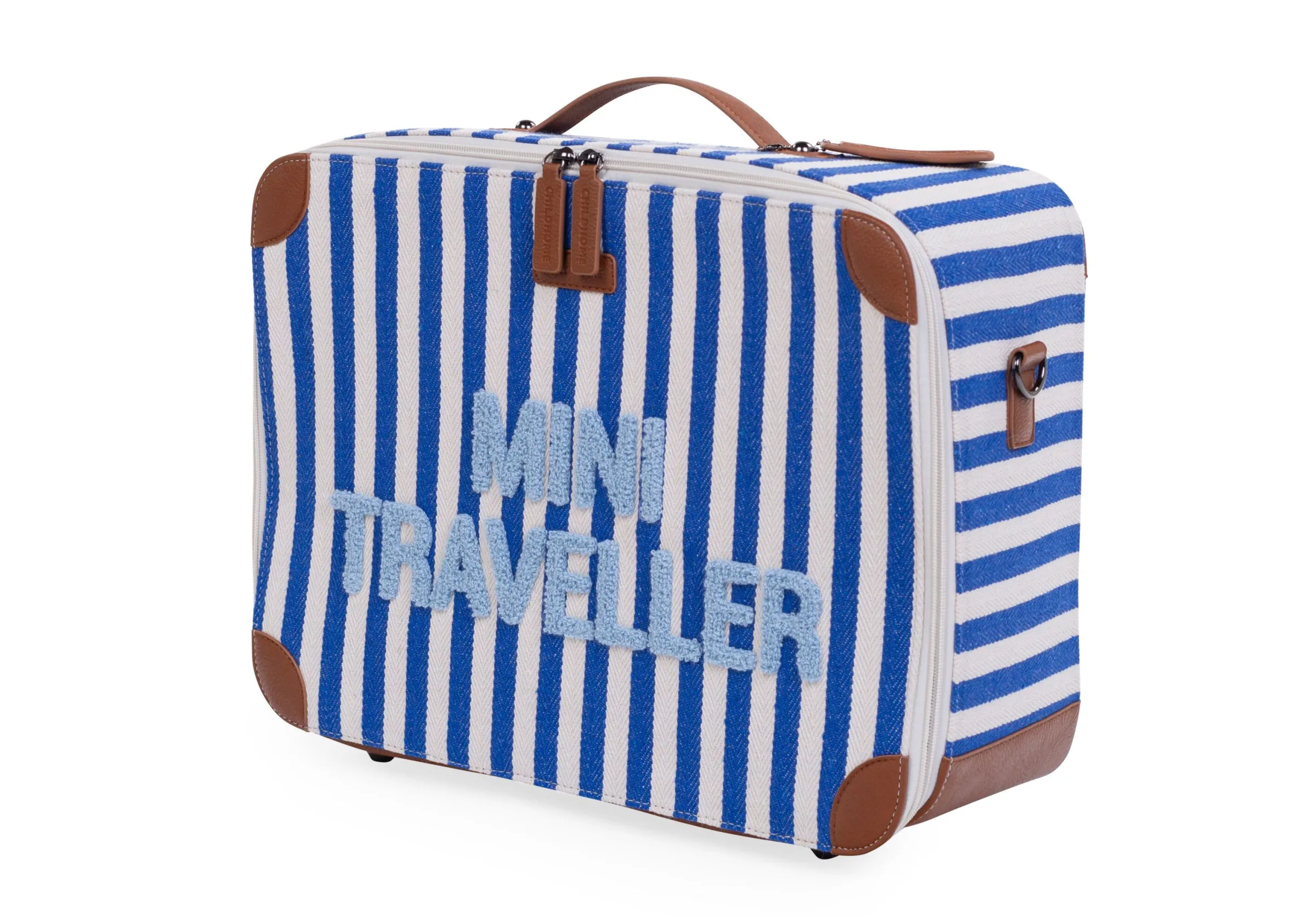 Childhome Kids Bags|Kids Bags-Mini Traveller Kids Suitcase - Rayures - Bleu Electrique /Bl
