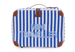 Childhome Kids Bags|Kids Bags-Mini Traveller Kids Suitcase - Rayures - Bleu Electrique /Bl