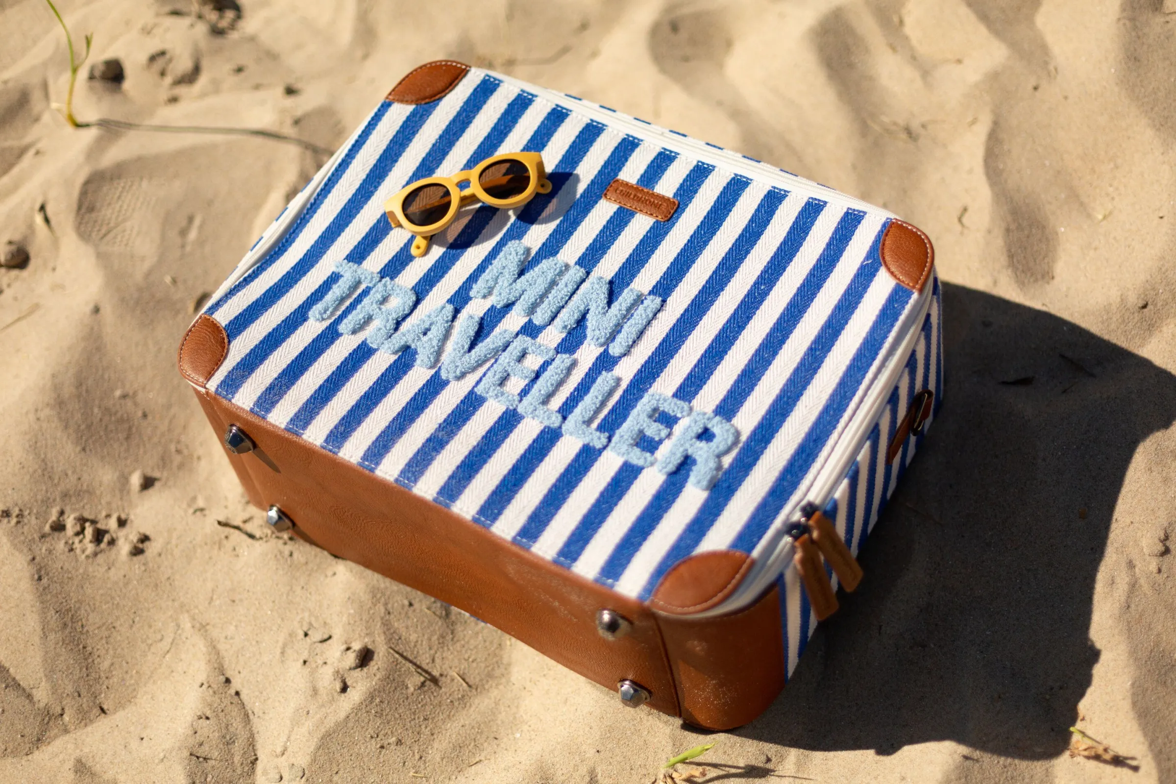 Childhome Kids Bags|Kids Bags-Mini Traveller Kids Suitcase - Rayures - Bleu Electrique /Bl