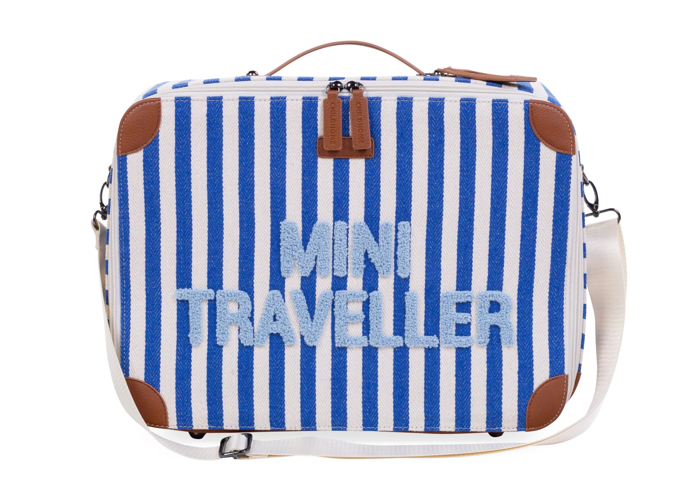 Childhome Kids Bags|Kids Bags-Mini Traveller Kids Suitcase - Rayures - Bleu Electrique /Bl