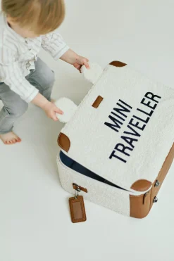 Childhome Kids Bags-Mini Traveller Valise Enfant - Teddy Ecru
