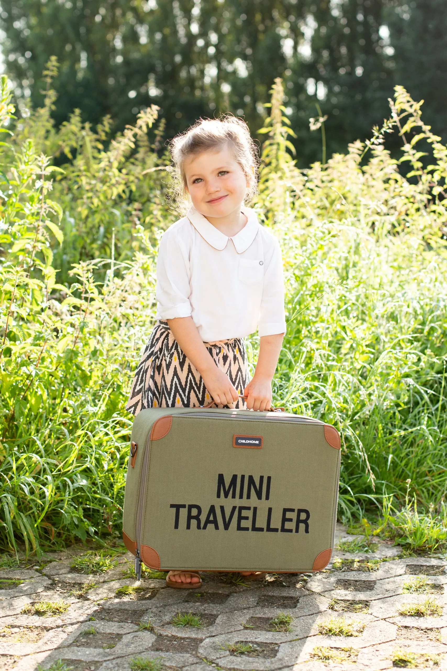 Childhome Kids Bags|Kids Bags-Mini Traveller Valise Enfant - Toile - Kaki