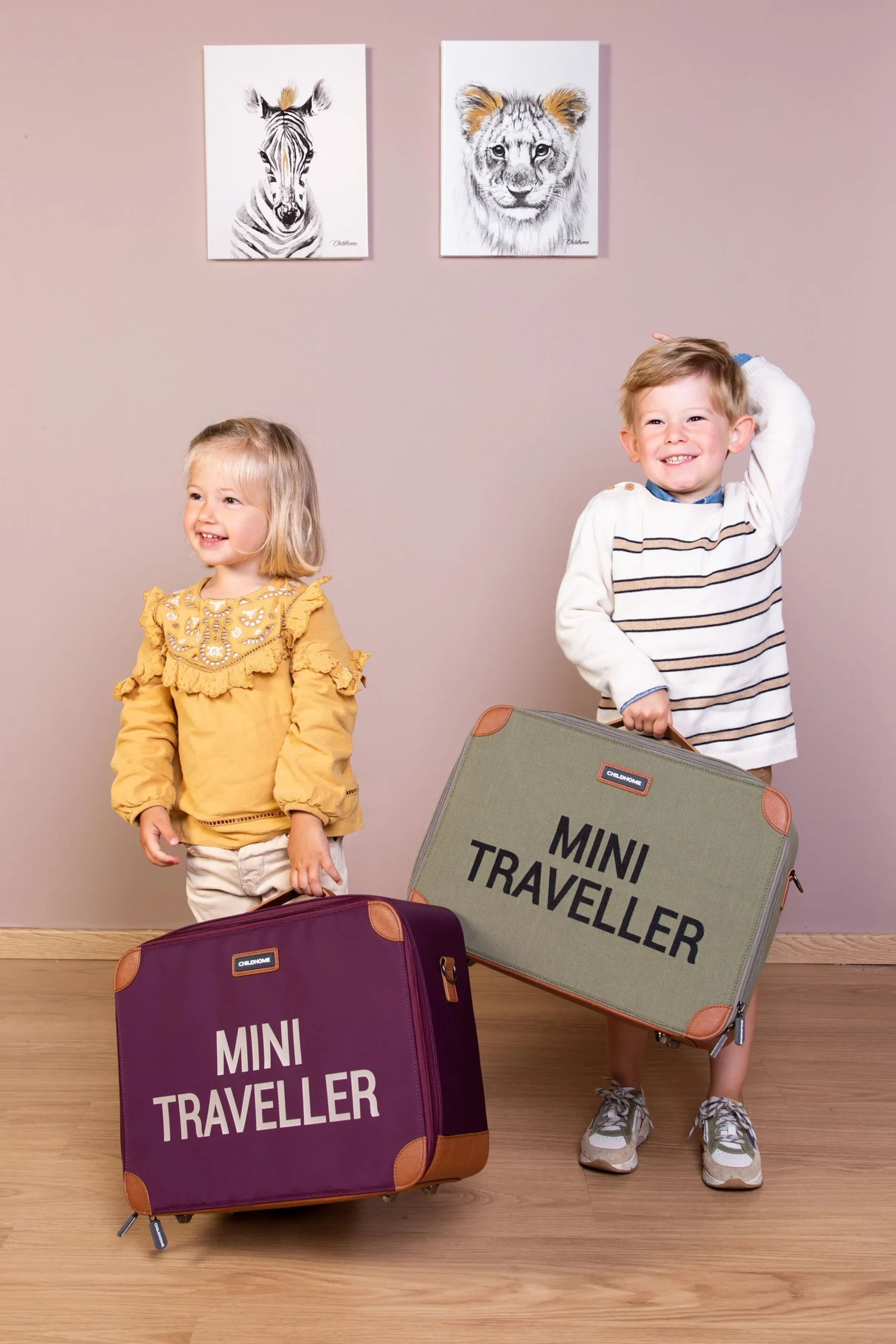 Childhome Kids Bags|Kids Bags-Mini Traveller Valise Enfant - Toile - Kaki