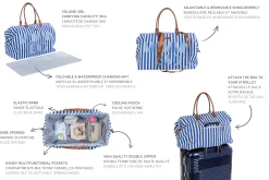 Childhome Mommy Bag ®|Mommy Bag ®-Mommy Bag ® Sac à Langer - Rayures - Bleu Electrique /Bleu