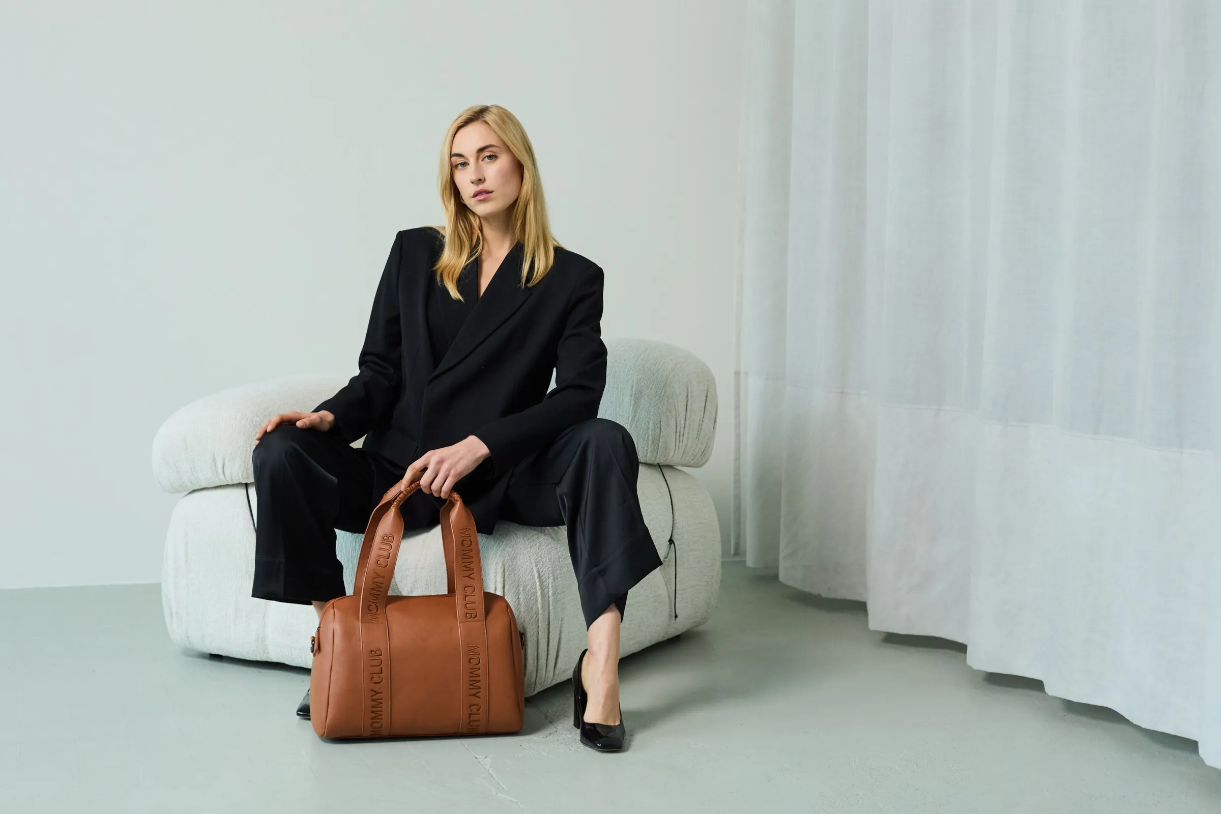 Childhome Signature Collection|Mommy Club-Mommy Club Sac à Langer - Signature - Cuir Vegan - Brun