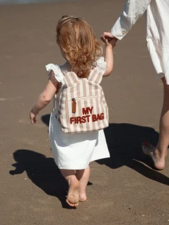 Childhome Kids Bags|Kids Bags-My First Bag Sac a dos Enfant - Rayures - Nude/Terracotta