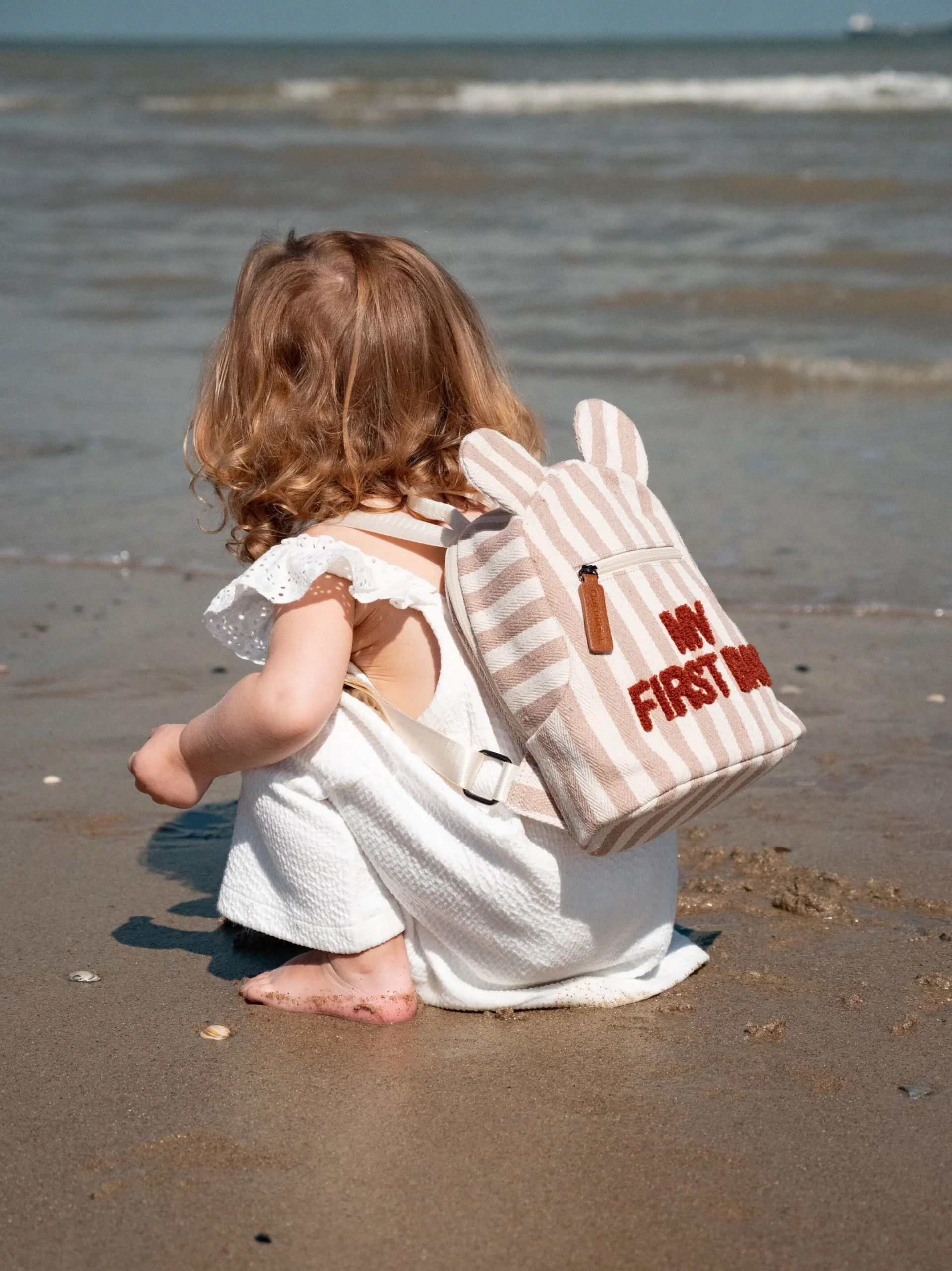 Childhome Kids Bags|Kids Bags-My First Bag Sac a dos Enfant - Rayures - Nude/Terracotta