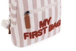 Childhome Kids Bags|Kids Bags-My First Bag Sac a dos Enfant - Rayures - Nude/Terracotta