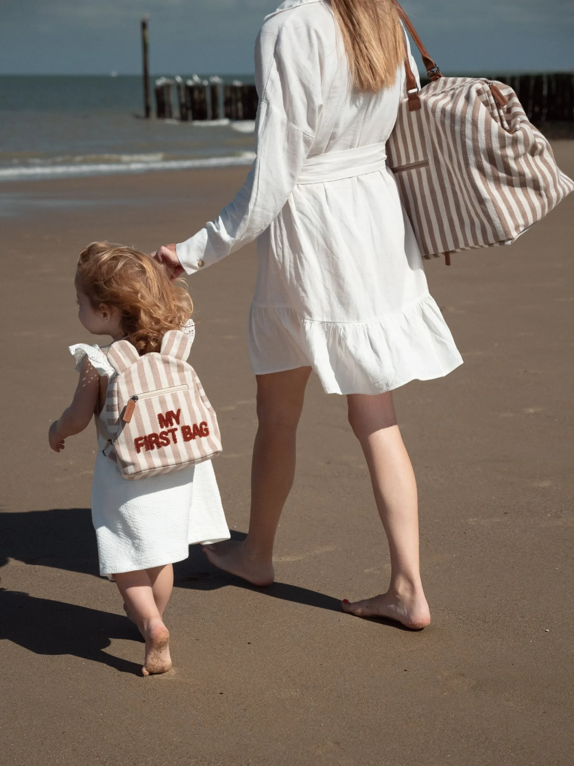 Childhome Kids Bags|Kids Bags-My First Bag Sac a dos Enfant - Rayures - Nude/Terracotta