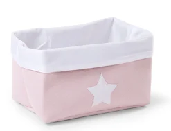 Childhome Paniers De Rangement-Panier De Rangement - 32x20x20 Cm - Toile - Rose Tendre Blan