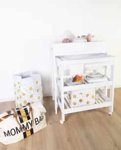 Childhome Paniers De Rangement-Panier De Rangement - 32x32x29 Cm - Toile - Gold Dots