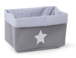 Childhome Paniers De Rangement-Panier De Rangement - 32x20x20 Cm - Toile - Gris Rayures