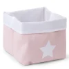 Childhome Paniers De Rangement-Panier De Rangement - 32x32x29 Cm - Toile - Rose Tendre Blan