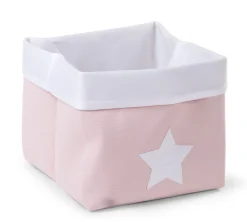 Childhome Paniers De Rangement-Panier De Rangement - 32x32x29 Cm - Toile - Rose Tendre Blan