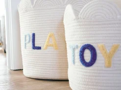Childhome Paniers De Rangement-Panier fleur - 30x30x30cm - Corde De Coton - Ecru