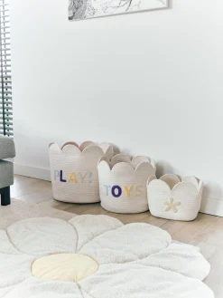 Childhome Paniers De Rangement-Panier fleur - 30x30x30cm - Corde De Coton - Ecru