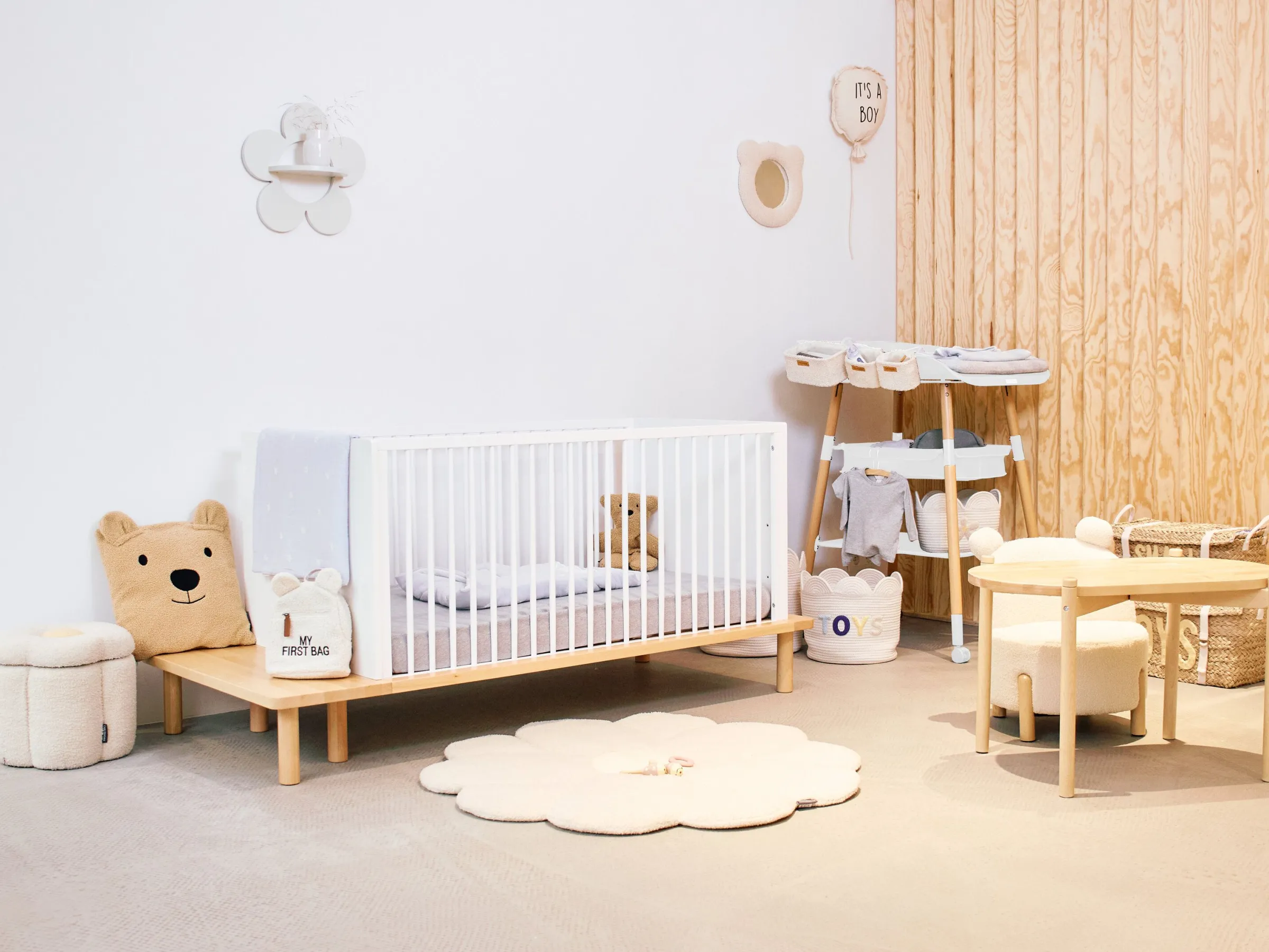 Childhome Paniers De Rangement-Panier fleur - 30x30x30cm - Corde De Coton - Ecru