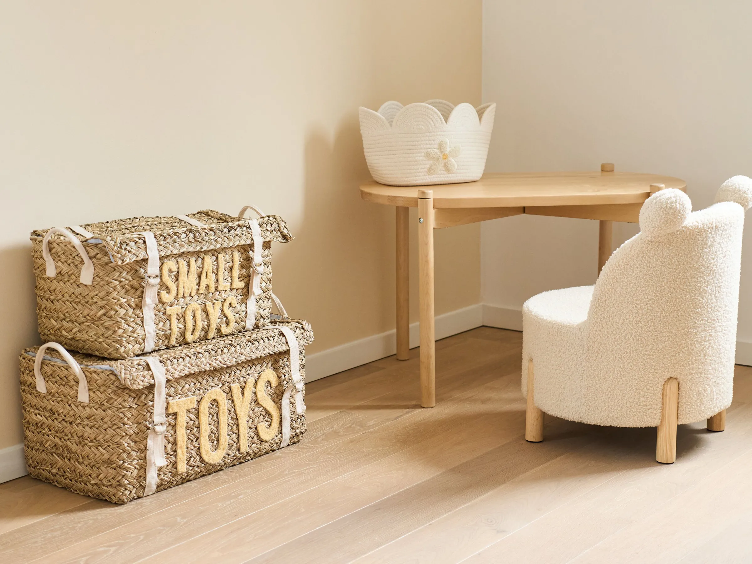 Childhome Paniers De Rangement-Panier fleur - 30x20x15CM - Corde De Coton - Ecru