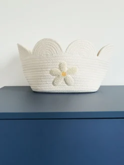 Childhome Paniers De Rangement-Panier fleur - 30x20x15CM - Corde De Coton - Ecru