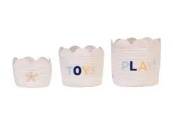 Childhome Paniers De Rangement-Panier fleur - 35x35x35cm- Corde De Coton - Ecru