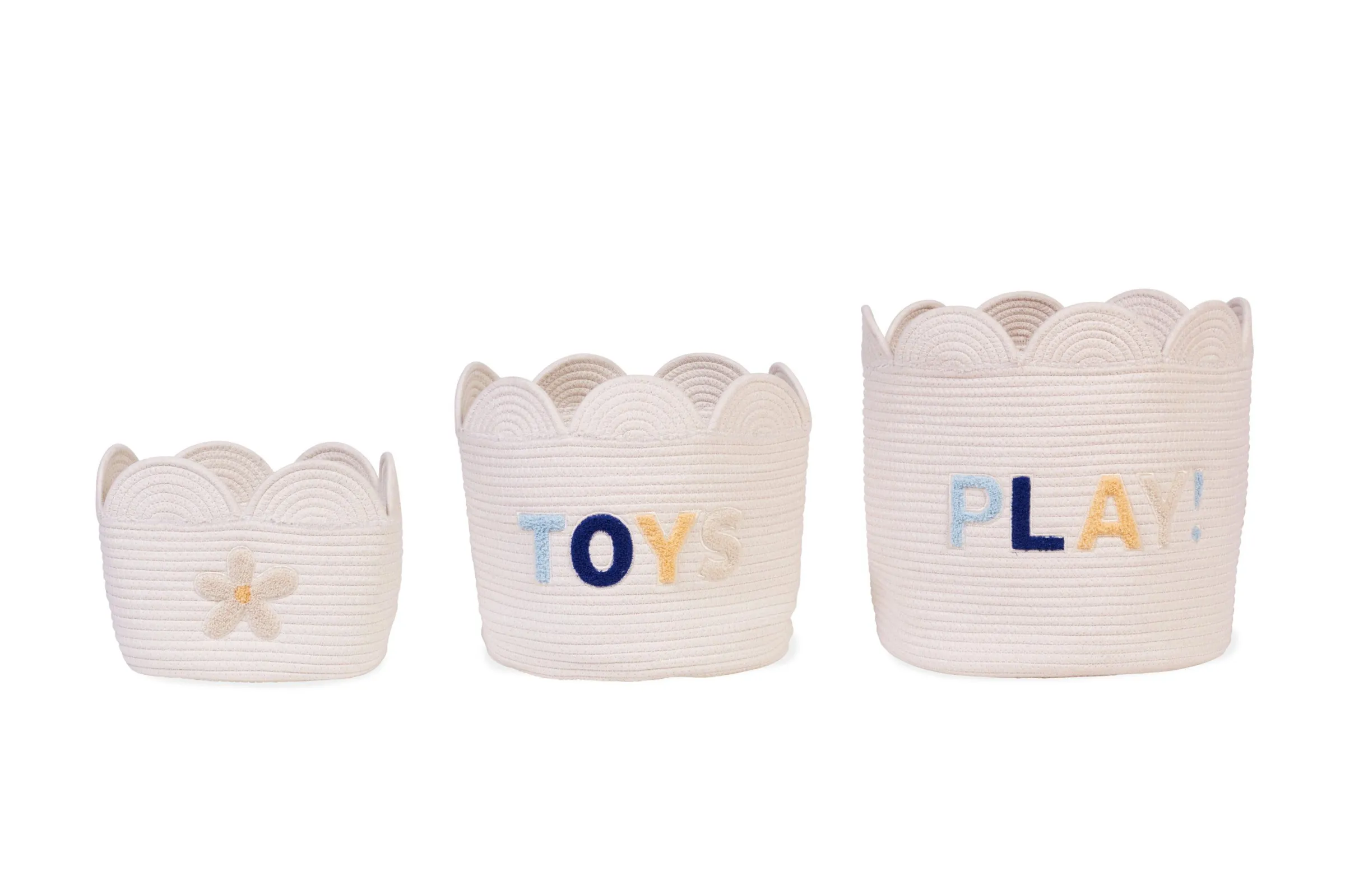Childhome Paniers De Rangement-Panier fleur - 35x35x35cm- Corde De Coton - Ecru