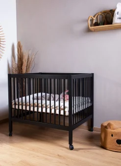Childhome Parcs-Parc 97 + Roues - 95x75 Cm - Bois - Noir